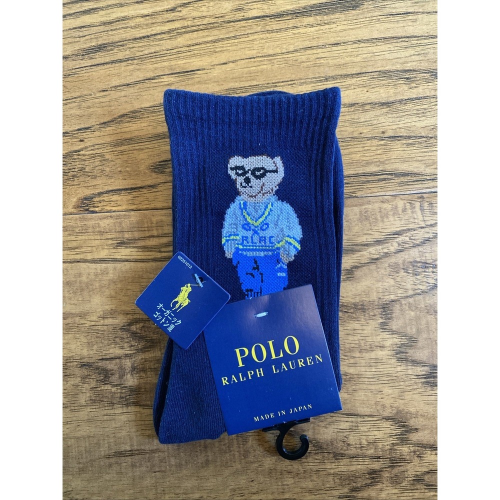Polo Ralph Lauren Bear Crew Socks Navy Blue Women's 6-8.5 Men's 5-7.5 NWT